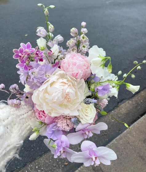 Olivia 🦢🌸⛲️ Bridal bouquet of dreams filled with Sweet Pea, Peonies, Roses, Lavender, Hyacinth, Delphinium, Mini & Large Phalae Orchid 💫 - - #floristofinstagram #brisbaneflorist #brisbaneflowers #brisbanewedding #brisbaneweddingflorist #goldcoastflorist #byronbayflorist #weddingflowersinspiration #brisbanefloraldesign #brisbanebrides #brisbaneweddingvenue #brisbanewedding #goldcoastflorist #goldcoaststylist #ceremonyflowers #weddingfyp #weddingtips #bridetips #2024bride #weddinginspo #ce... Roses Lavender, Orchid Bouquet, Gift Bouquet, Wedding Flower Inspiration, Ceremony Flowers, Delphinium, Wedding Florist, Wedding Tips, Sweet Pea