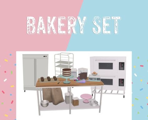 Bakery Set - [DOWNLOAD] | Patreon Sims 4 Bakery, Disney Princess Challenge, Sims 4 Nails, Vendor Table, Sims 4 Cheats, Disney Challenge, Sims 4 Clutter, Career Outfits, Sims 4 Cc Furniture