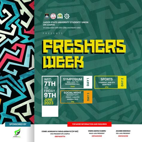 LASUSU flyer Orientation Flyer Design, Colour Blending, Media Pictures, Retro Games Wallpaper, Freshers Week, School Designs, Church Media Design, Welcome To School, Flyers Design