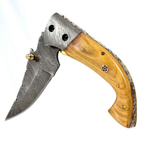 DM For more details Archery Hunting, Knife Collection, Folding Pocket Knife, Cow Skin, Blue Wood, Pocket Knives, Handmade Knives, Tool Steel, Leather Sheath