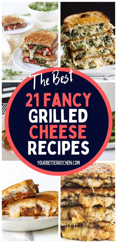 21 fancy grilled cheese recipes to try Brie And Ham Grilled Cheese Sandwich, Manchego Grilled Cheese, French Toast Grilled Cheese, Adult Grilled Cheese Sandwiches, Grilled Cheese Sandwich Ideas, Goat Cheese Grilled Cheese, Gourmet Grilled Cheese Recipes, Gourmet Grilled Cheese Sandwich Recipes, Brie Grilled Cheese Sandwich