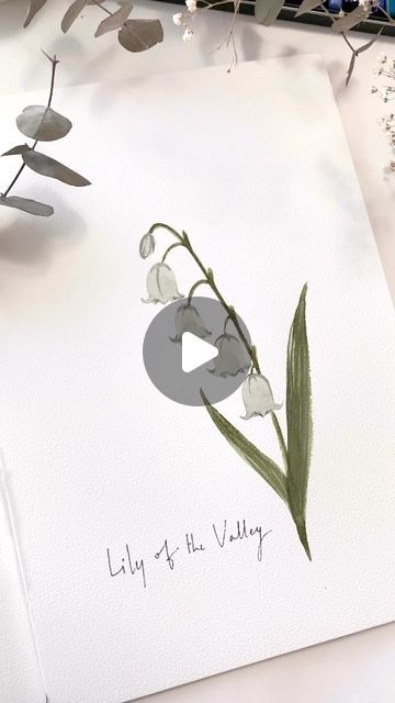 Garima Srivastava | Watercolor Illustration Educator on Instagram: "Lily of the Valley, a sweet and simple flower. Follow for more watercolor videos Find me on Skillshare for art classes . . . . . . . . . . . . #flowercore #calmvibes #slowfloralstyle #relaxing #paintingreels #floralinspiration #floraldesign #paintingvideo #everydaywatercolor #showyourart #paintingflowers #paintingnature #artofslowliving #beautyinsimplicity #floralart #floralartist #floraldecor #watercolorartists #botanic Lily Of The Valley Painting Watercolors, Watercolor Lily Tutorial, Watercolor Lily Of The Valley, Lily Of The Valley Watercolor, Lily Of The Valley Painting, Lily Of The Valley Drawing, Watercolor Videos, Flowers Paintings, Lily Of The Valley Flowers