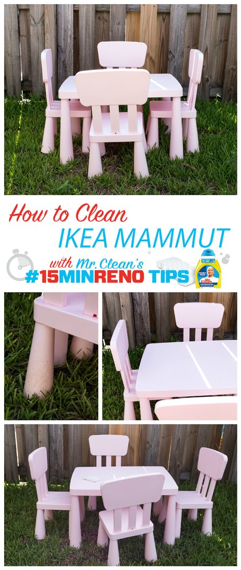 How to Clean Ikea Mammut #15MinReno #ConnectMrClean #spon Mammut Table Ikea, Mammut Ikea Hack Kid Table, Mammut Ikea Hack, Ikea Mammut Hack, Ikea Mammut Table, Mammut Table, Ikea Kids Shelves, Mammut Ikea, Ikea Kids Wardrobe