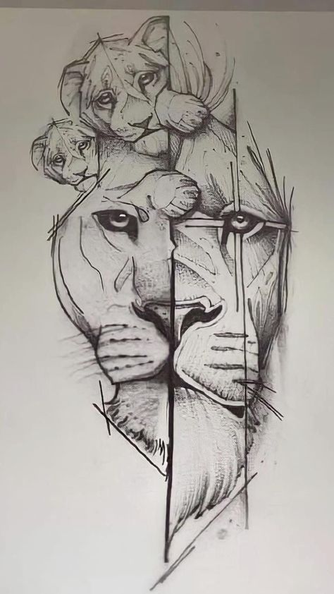 Best Friends Tattoo, Lion And Lioness Tattoo, Family Tattoos For Men, Geometric Lion Tattoo, Lion Art Tattoo, Tattoo Leggings, Tattoo Fine Line, Friends Tattoo, Tattoo Tiny