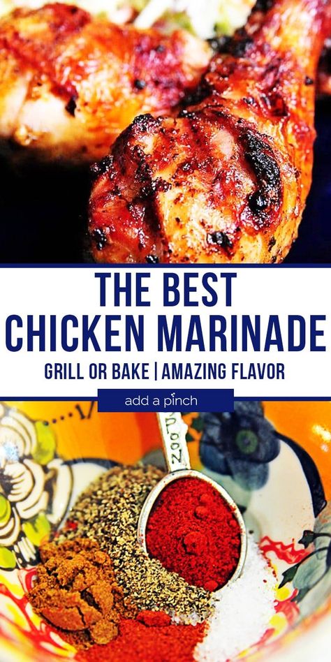 Best Chicken Marinade Recipe – An easy chicken marinade that comes together in minutes for the best grilled chicken or baked chicken you’ve ever tasted! //addapinch.com #chickenmarinade #marinade #grilledchicken #bakedchicken #chicken #addapinch Spicy Glazed Chicken, Whole Chicken Marinade, Baked Chicken Marinade, Spicy Chicken Marinades, Grilled Chicken Marinade Recipes, Best Grilled Chicken Marinade, Chicken Breast Marinade Recipes, Glazed Chicken Thighs, Bbq Chicken Marinade