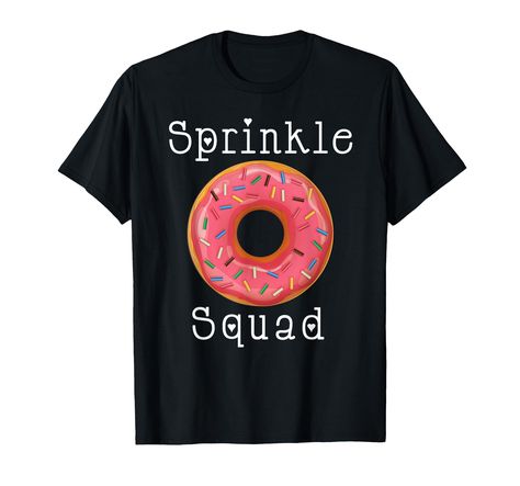 PRICES MAY VARY. Fun Sprinkle Squad design features a pink donut with sprinkles and hearts in the lettering. Great for donut lovers. Donut Squad Lightweight, Classic fit, Double-needle sleeve and bottom hem Donut Birthday Party Boy, Bootcut Jeans Outfit, Donut Humor, Donut Birthday Party, Birthday Party Boy, Blue Donuts, Donut Shirt, Donut Birthday Parties, Donut Birthday