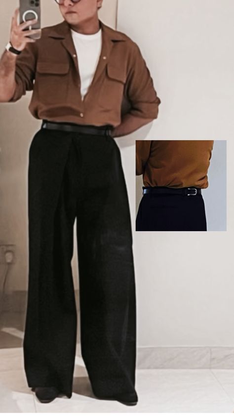 Menswear wide leg pants trousers Pleated Trousers Outfit, Trouser Outfit, Pleated Trousers, Trousers, How To Wear, Quick Saves, Black