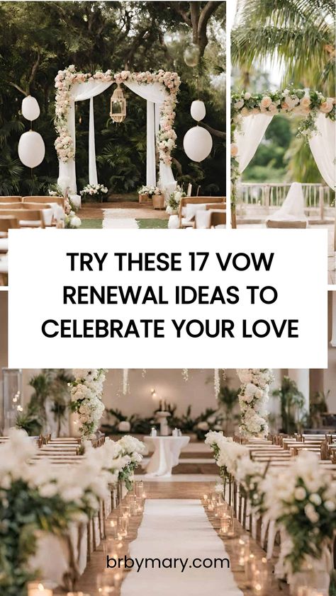 Wondering how you could renew your vows? From recreating your wedding to decor ideas, here are the top vow renewal ideas for couples. Intimate Beach Vow Renewal, Vow Renewal Favors For Guests, 5 Year Vow Renewal Ideas, 10 Year Vow Renewal Ceremony, Backyard Vow Renewal Ideas, Vow Renewal Cake, Vow Renewal Ideas, Conversation Starter Questions, Conversation Starters For Couples