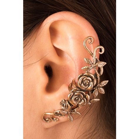 Flower Ear Cuff Floral Ear Cuff Rose Ear Cuff Bronze Rose Tendril Ear... ($93) ❤ liked on Polyvore featuring jewelry, earrings, ear cuff, wrap earrings, floral ear cuff, vine earrings and earring cuff jewelry Jewelry Roses, Long Ear Cuff, Flower Ear Cuffs, Vine Earrings, Rose Earring, Ear Cuff Jewelry, Hammered Hoop Earrings, Flower Ear, Flower Earring