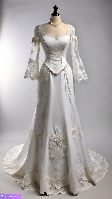 Retro Wedding Dress Vintage, 1700 Gowns, White Gown Aesthetic, Royal White Dress, 1900 Wedding Dress, Ethereal Wedding Dress Goddesses, White Fantasy Dress, White Medieval Dress, Bridgerton Wedding Dress