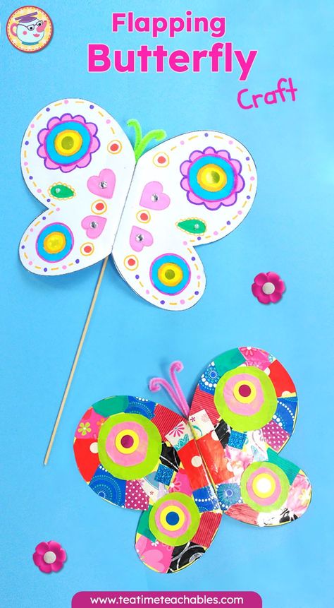 This beautiful big flapping butterfly craft is great for preschoolers and they’ll absolutely love making it flutter around! It’s really simple to construct and all you really need to make it is a sheet of paper or card and some colors! Click the pin to see the tutorial and download your free template. Flapping Butterfly, Flapping Butterfly Craft, Butterfly Crafts Preschool, Giant Butterfly, Crab Crafts, Spring Animals, Butterfly Template, Simple Christmas Tree, Early Math