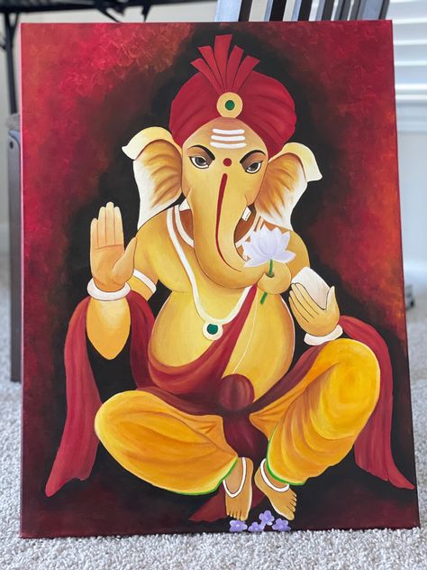 Ganpati Drawing Oil Pastels, Ganesh Painting Canvases, Rangoli Competition, Ganpati Drawing, Ganesh Painting, Ganesha Sketch, Ganesh Rangoli, Morden Art, Ganesha Drawing