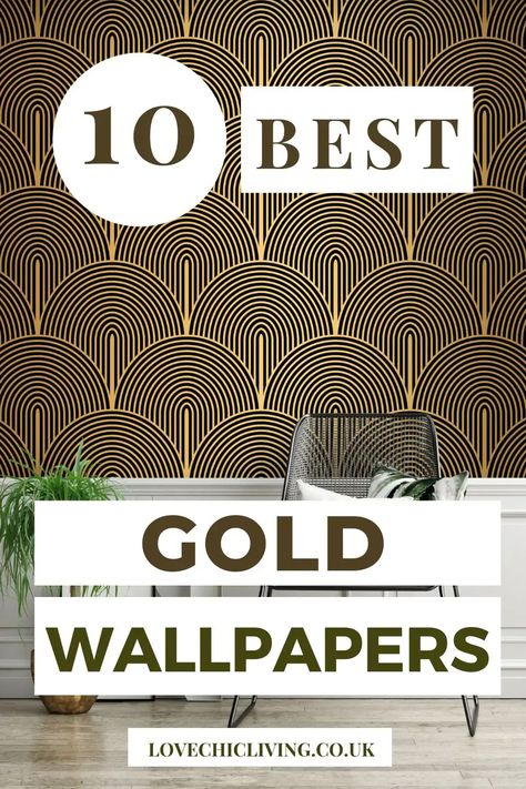 Metallic Wallpaper Accent Wall Bedroom, Modern Gold Wallpaper, Gold Print Wallpaper, Gold Wallpaper Peel And Stick, Metallic Gold Accent Wall, Black And Gold Bathroom Wallpaper, Bathroom Gold Wallpaper, Gold Accent Wall Bathroom, Metallic Gold Wallpaper