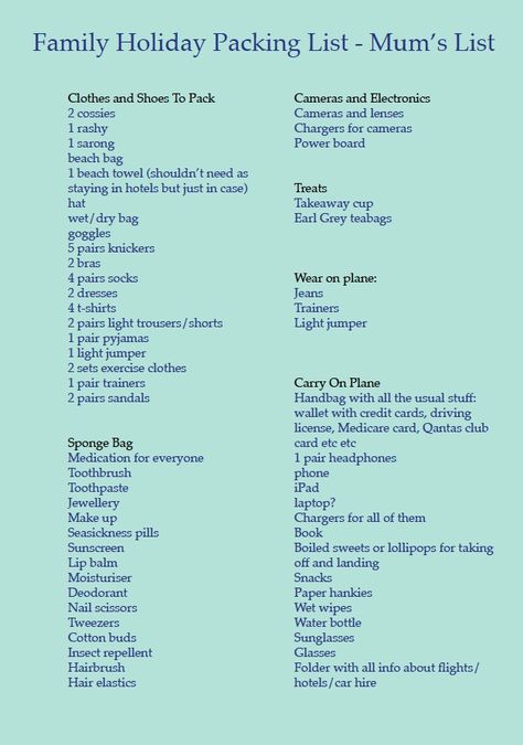 Family Packing List green 1 Sydney Packing List, What To Pack For A Caravan Holiday, Caravan Holiday Packing List, Hot Holiday Packing List, Holiday Packing List, Family Packing List, Holiday Packing Lists, Her Packing List, Travel Map Diy