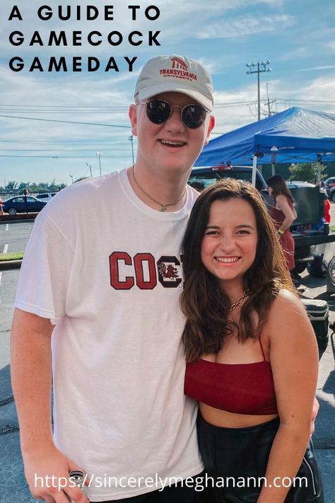 University of South Carolina football gamedays at Williams Brice Stadium are like no other! If you've never been, here is an explanation of the ticketing process, tailgates, frat lots, and our student section traditions. #gamedayoutfits #gamecock #garnet #fall #secfootball #footballoutfit #tailgate #fratlots #uofsc South Carolina Gamecocks Gameday Outfit, South Carolina Gameday Outfit, Usc Gameday Outfit Gamecocks, Psu Tailgate, University Of South Carolina Gameday, University South Carolina, South Carolina Football, First Football Game, Student Section