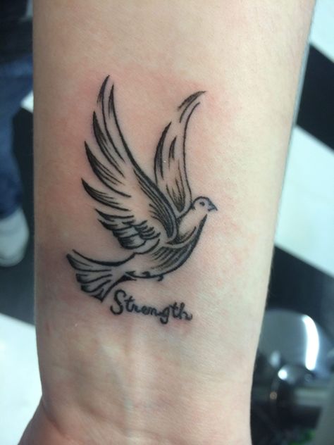 Small Dove Tattoos For Women, Tattoo Dove, Small Dove Tattoos, Pigeon Tattoo, Dove Tattoos, Small Bird Tattoo, Dove Tattoo, Special Tattoos, Ribbon Tattoos