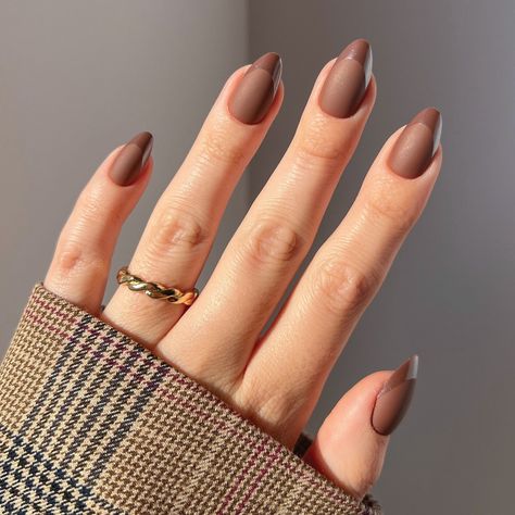 Keeping it neutral, but never boring 🤎☕️⁠ ⁠ @pop_polished wearing Terra 🛍 Glossy French Tip, Cute Thanksgiving Nails, Thanksgiving Manicures, Thanksgiving Fit, 30 Nails, Natural Vibes, French Tip Design, Brown Nails Design, Simple Fall Nails