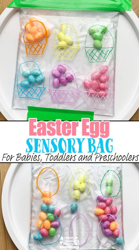 Easter Egg Sensory Bag - Happy Toddler Playtime Sensory Bags For Toddlers, Easter Sensory, Spring Sensory, Homeschooling Activities, Toddler Sensory Bins, Sensory Bag, Sensory Bags, Sensory Ideas, Toddler Sensory