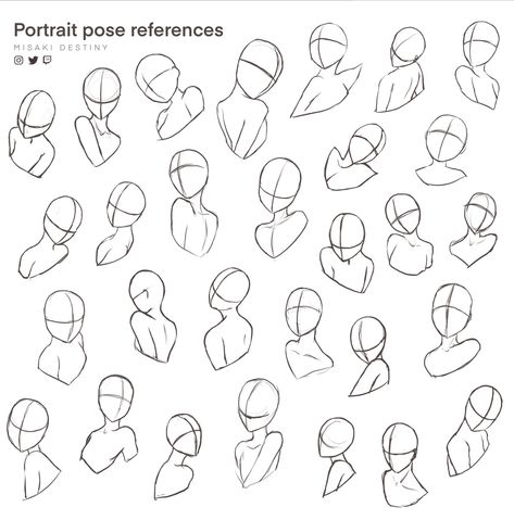 Drawing Heads Practice, Pose Reference Drawing Front View, Drawing Poses Shoulders Up, Headposes Drawing, Shoulder Up Pose Reference Drawing, Head Inspo Drawing, Drawing Reference Poses Shoulder Up, Female Head Pose Reference, Neck Poses Reference