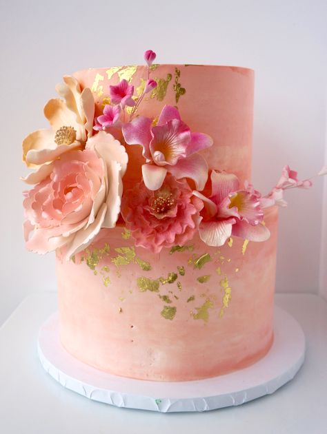 Peach Colored Wedding Cake, Peach And Gold Cake, Wedding Cake Dahlia, Celebrity Cake, Coral Wedding Cakes, Summer Wedding Cake, Orchid Wedding Cake, Coral Cake, Wedding Cake Peach