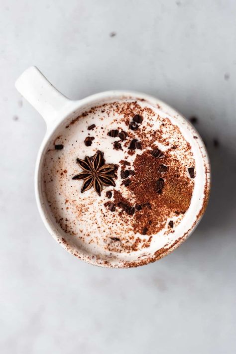 Chai Spice Hot Chocolate - Cupful of Kale Spice Hot Chocolate, Hot Chocolate Recipe Homemade, Spiced Chocolate, Cup Of Hot Chocolate, Cold Autumn, Oat Cookies, Homemade Hot Chocolate, Coconut Whipped Cream, Milk Shakes