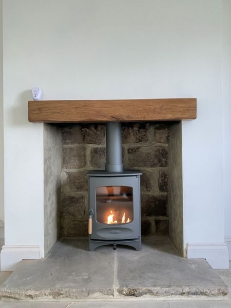 Rendered Cottage, Woodburner Surround, Woodburner Fireplaces, Fireplace Woodburner, Corner Log Burner, Contemporary Wood Burning Stoves, Stove Surround, Gas Stove Fireplace, Wood Stove Chimney