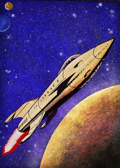 Blasting Off, Major Tom! | Rocketship scan from a Taschen Bo… | Flickr Retro Rocket Ship, Space Futurism, Atomic Age Art, Void Design, Vintage Spaceship, Spaceship Illustration, Rocket Art, Space Travel Posters, Moebius Art