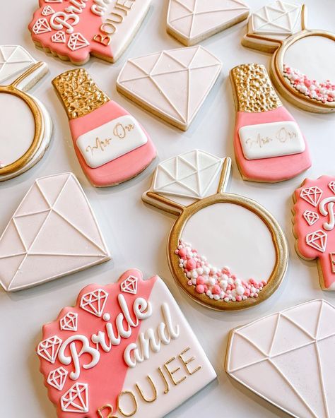 Brittany’s Cookie Co (@brittanyscookieco) posted on Instagram: “Bride and BOUJEE �💎💗” • Mar 12, 2021 at 3:05pm UTC Bach And Boujee Cookies, Boujee Hen Party, Bach & Boujee Theme, Bride And Boujee Bachelorette Party, Hens Cookies, Bach And Boujee Bachelorette Ideas, Boujee Bachelorette, Bride And Boujee, Bachelorette Cookies