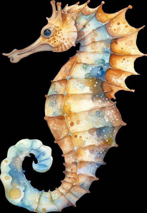 Seahorse Watercolor Illustration AI Generated Seahorse Watercolor Painting, Watercolor Art Ocean Animals, Seahorses Drawings, Seahorse Drawing Easy, Sea Horse Drawing Easy, Seahorse Images, Watercolour Seahorse, Draw Seahorse, Sea Animal Paintings