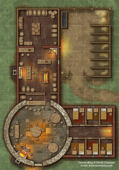 Stable Tavern Pathfinder Maps, Fantasy City Map, Dnd World Map, Building Map, Tabletop Rpg Maps, Rpg Map, Dungeon Maps, D D Maps, Level Design