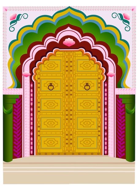 Doorway Design, Temple Door, Beautiful Temple, Design Pattern Art, Illustration Work, Invite Template, Scenic Design, Party Invite Template, Party Invite