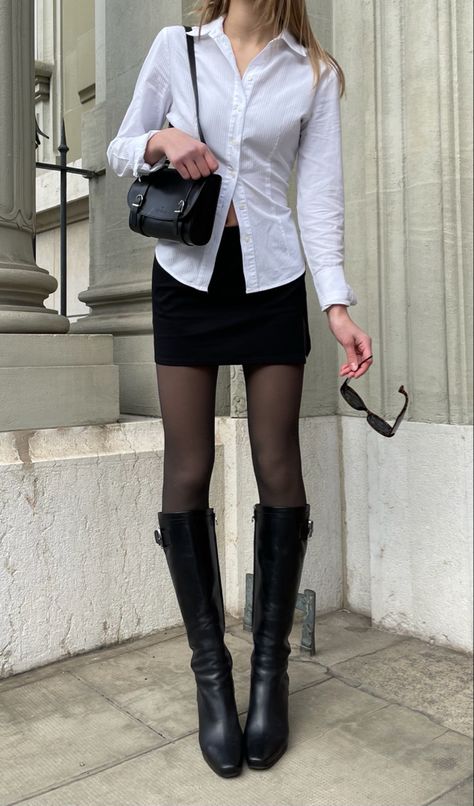 #valentinesdayoutfit Vintage Secretary Outfit, Business Y2k Outfits, Secretary Outfits Casual, Black Knee Boots Outfit, Secretary Fashion, Dpr Concert, 6th Form Outfits, Avrey Ovard, Secretary Outfits