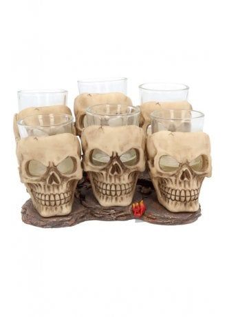 Coffin Furniture, Skull Shot Glass, Six Shooter, Gothic Ideas, Skull Accessories, Tea Candle Holders, Shot Glass Set, Goth Decor, Tea Candles