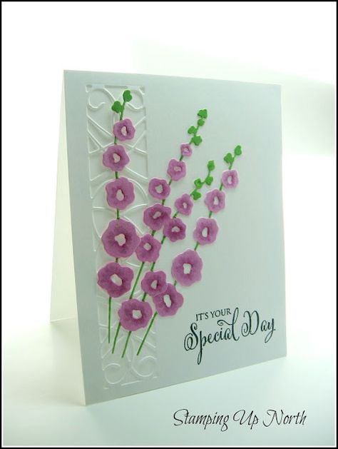 Hollyhock Cards, Impression Obsession Cards, Card Making Flowers, Memory Box Cards, Flower Dies, Poppy Cards, Homemade Birthday Cards, Impression Obsession, Die Cut Cards