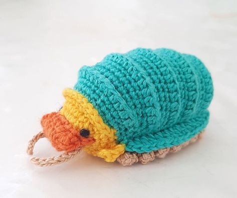 Crochet Pill Bug, Rolly Polly Crochet Pattern, Isopod Crochet Pattern Free, Isopod Crochet Pattern, Crochet Rolly Polly, Crochet Isopod, Ducky Isopod, Crochet Insects, Bug Crochet