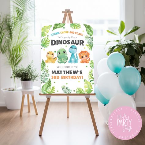 Dinosaur Birthday Welcome Sign, Baby Dinosaur Birthday Welcome Poster Dinosaur Birthday Party Decoration Baby Dinosaur Digital Download by ThePartyPig on Etsy Dinosaur Party Welcome Sign, Dino Birthday Party Decoration, Baby Dinosaur Party, Baby Sprinkle Decorations, Dinosaur Birthday Theme, Dinosaur Birthday Party Invitations, 1st Birthday Signs, Dinosaur Party Decorations, Dinosaur Birthday Party Decorations