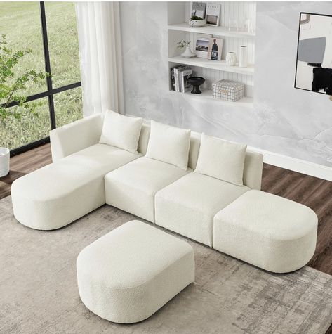 Luxury Sectional couch: This chic Sectional couches for living room incorporates a modern minimalist style and soft texture, smooth lines outline the exquisite shape, and comfortable fabric with clean colors makes the sofa looks extra elegant and luxurious in various home decorations, perfect for living room, bedroom, apartment and office. U Shape Sectional, 2 Ottomans, U Shaped Couch, U Shaped Sectional Sofa, Modern Sofa Couch, Modular Couch, L Shaped Couch, Apartment House, U Shaped Sofa