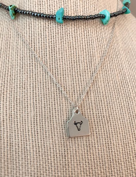 Cow Tag Necklace, Fonts Symbols, Boho Western Style, Cow Tag, 2 Letter, 3 Letter, Design Stamps, Custom Initials, Letters And Numbers