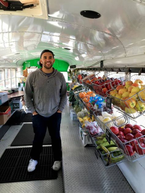 This Food Truck Is A Mobile Grocery Store For Boston Neighborhoods Mobile Refillery, Produce Trailer, Bus Store, Healthy Food Truck, Mobile Food Pantry, Truck Store, Mobile Market, Cabinet Design Ideas, Boston Neighborhoods