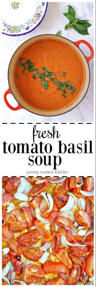 Fresh Tomato Basil Soup, Tomato Soup From Scratch, Soup Creamy, Tomato Soup Homemade, Basil Soup, Creamy Tomato Soup, Tomato Basil Soup, Soup And Stew, Tomato Basil