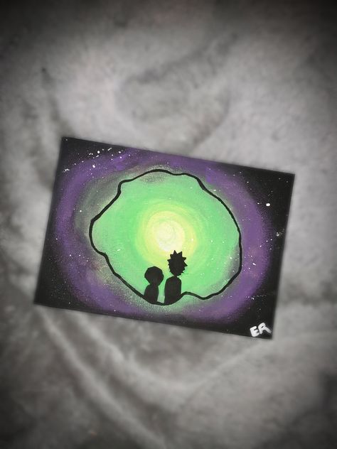 Simple Rick And Morty Painting, Easy Rick And Morty Painting, Rick And Morty Paintings, Rick And Morty Painting Easy, Painting Ideas Rick And Morty, Rick And Morty Canvas Painting, Rick And Morty Painting Acrylic, Paintings Rick And Morty, Rick And Morty Portal