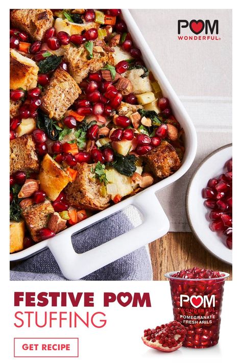 1 hour · 10 Servings POM Pomegranate Arils are almost in season. So here's a little food for thought. Nothing tops your stuffing like POM Pomegranate Arils. They will add delicious flavor, antioxidant goodness, and a great pop of color. #recipes #sides #pomegranates #stuffing #festive Mushroom Zucchini Recipe, Pom Wonderful, Recipes Sides, Thanksgiving Food Sides, Christmas Dinner Menu, Thanksgiving Recipes Side Dishes, Stuffing Recipes, Veggie Sides, Mushroom Recipes