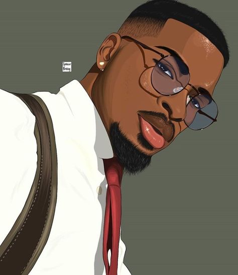 Black Guy With Beard Drawing, Black Guy With Glasses Art, Men Cartoon Art, Black Art Men, Black Guy Art, Black Man Cartoon, Black Men Drawings, Black Man Drawing, Black Guy Drawing