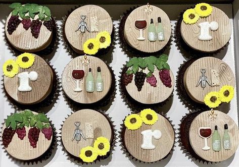 Wine Themed Cupcake Toppers by Sugar by Rachel Wine Theme Cupcakes, Wine Cupcakes, Chocolate Cupcakes Filled, Nutella Buttercream, Happy Graduation, Wine Theme, Themed Cupcakes, Chocolate Cupcakes, Favorite Desserts