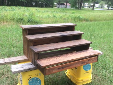 Tier Display Stand Diy, Christmas Village Tree Tiered Shelf Plans, 3 Tier Cupcake Stand Diy Rustic Wood, Wood Tiered Cupcake Stand, 4 Tier Organizer Wood Shelf, Tiered Cupcake Display, Step Shelves, Cupcake Display Stand, Craft Fairs Booth