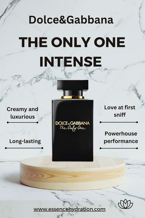 The Only One Eau de Parfum Intense by Dolce&Gabbana is a Amber Floral fragrance for women. The Only One Eau de Parfum Intense was launched in 2020. The nose behind this fragrance is Violaine Collas. Top notes are Neroli, Green Apple and Italian Mandarin; middle notes are Jasmine, Coconut and Orange Blossom; base notes are Vanilla, Cashmere Wood and Cedar. Dolce And Gabbana Parfum, The Only One Intense, Dolce And Gabbana Perfume, Perfume Shop, Intense Love, Long Lasting Perfume, Sensory Experience, Fragrance For Women, Luxury Perfume