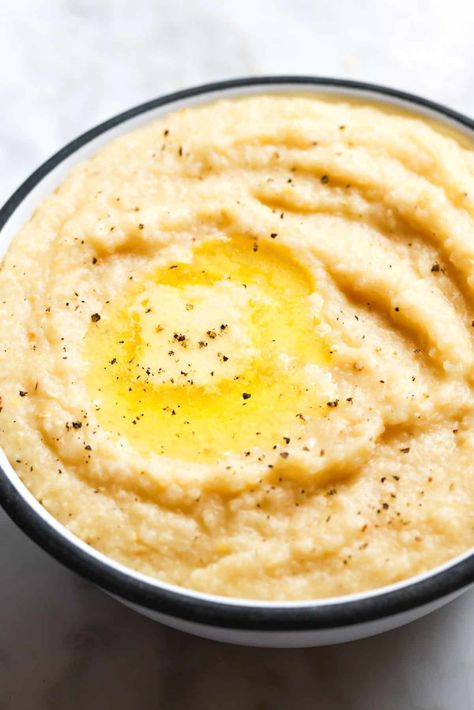 How to make grits that are creamy, rich, and flavorful. We asked Chef Richard for his grits recipe, perfected over 20 years in Southern kitchens. These are so […] Keto Mashed Cauliflower, Creamy Mashed Potatoes Recipe, Mashed Cauliflower Recipe, Creamy Mashed Cauliflower, Seonkyoung Longest, Cauliflower Mashed Potatoes, Creamy Mash, Grits Recipe, Cafe Delites