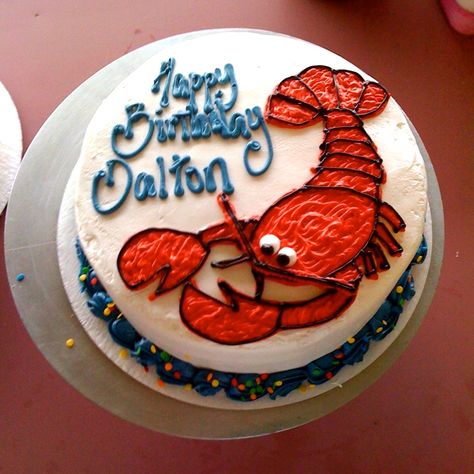 #birthday #lobster #cake Lobster Cakes Birthday, Lobster Birthday Cake, Crawfish Birthday Cake, Crawfish Birthday, Lobster Birthday, Lobster Party, Lobster Cake, Lobster Fest, Crawfish Boil Party