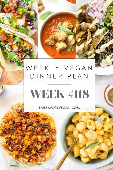 Weekly Vegan Dinner Plan #118 | This Savory Vegan Dinner Planning Weekly, Homemade Slaw, Healthy Vegan Dinner, Vegan Pesto, Vegan Sausage, Dinner This Week, Vegan Meal Plans, Savory Vegan, Vegan Meal