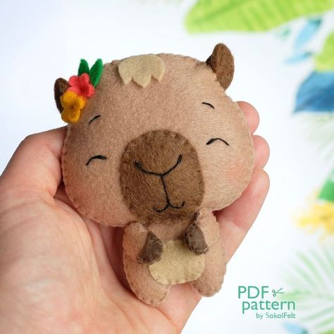 Capybara Sewing Pattern, Felt Capybara, Unique Baby Cribs, Baby Capybara, Svg Patterns, Felt Templates, Doll Making Patterns, Felt Ornaments Patterns, Felt Toys Patterns